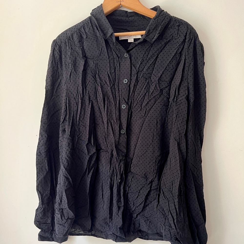 LOFT Black Polka Dot Button Down